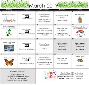 March 2019 Compass Montessori School of Federal Way Calendar